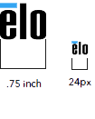 Two instances of the Elo logo sized at 0.75 inches and 24 pixels